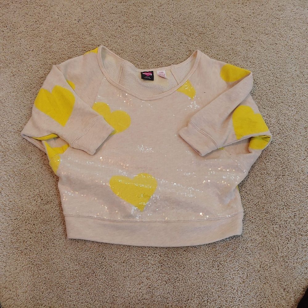 Juniors M medium‎ hard candy sweater crop tan